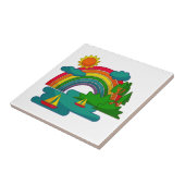 Carreau Voyage en bateau sous les nuages du soleil et l'ar (Côté)