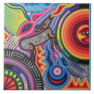 Carreau Voyage tribal maya mexicain de Boho d'art d'Oaxaca