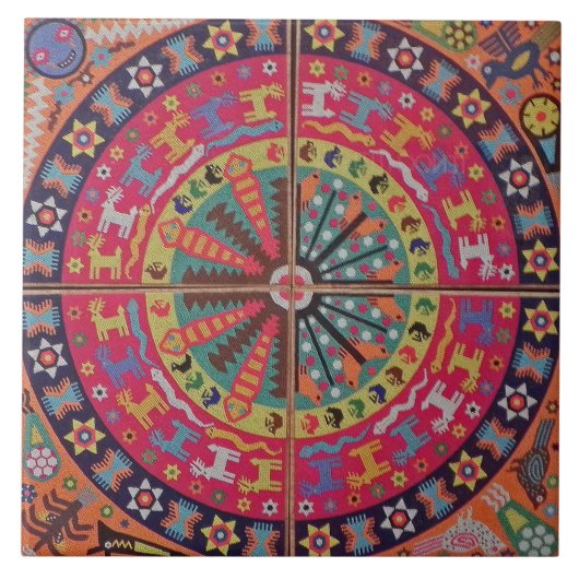 Carreau Voyage tribal maya mexicain de Boho d'art d'Oaxaca (Devant)
