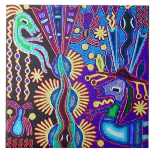 Carreau Voyage tribal maya mexicain de Boho d'art d'Oaxaca