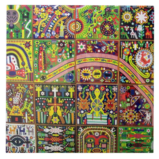 Carreau Voyage tribal maya mexicain de Boho d'art d'Oaxaca (Devant)