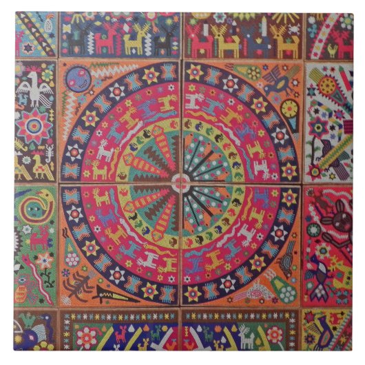 Carreau Voyage tribal maya mexicain de Boho d'art d'Oaxaca (Devant)