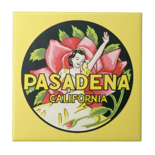 Carreau Voyage Vintage, Pasadena Californie, Dame et Rose