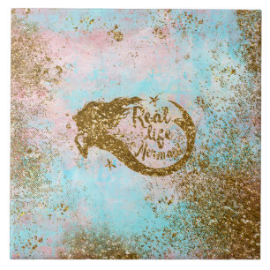 Carreau Vraie sirène d'or de parties scintillantes de la