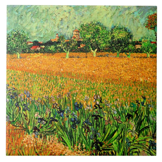 Carreau Vue d'Arles avec Iris au premier plan, (Devant)