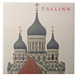 Carreau Vue de la cathédrale de Tallinn Nevsky en céramiqu