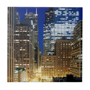 Carreau Vue de nuit du paysage urbain de Chicago