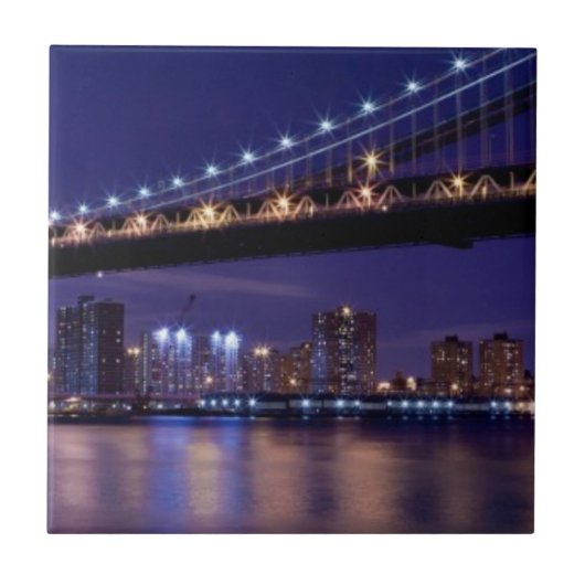Carreau Vue de pont de Manhattan la nuit (Devant)
