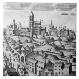 Carreau Vue de Prague montrant le palais impérial et