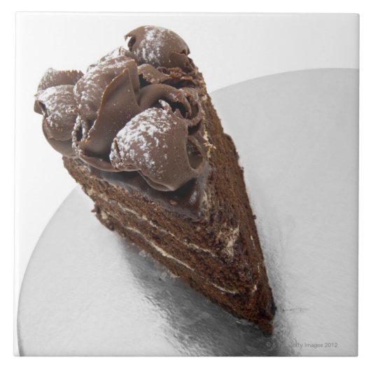 Carreau Vue élevée d'un morceau de gâteau de chocolat (Devant)
