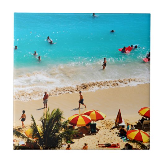 Carreau Vue Élevée Sur La Plage De Waikiki, Honolulu (Devant)