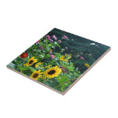 Carreau Vue jardin tournesols marguerites verdure forêt (Côté)