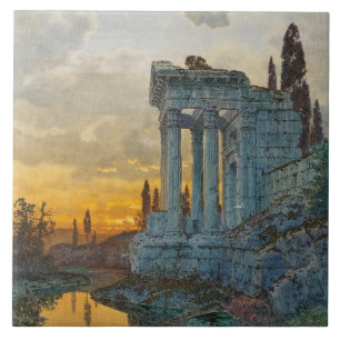 Carreau Vue sur l'Italie du Sud avec les ruines romaines a