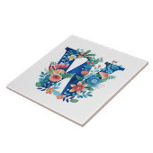 Carreau W monogramme floral orné (Côté)