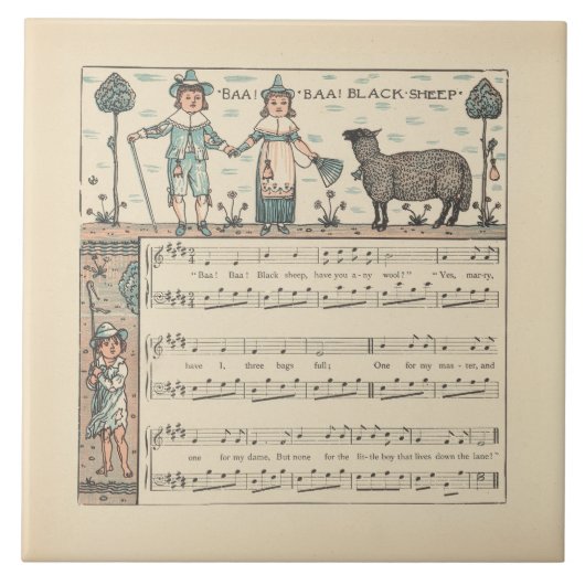 Carreau Walter Crane Baa Baa Mouton Noir Comptine (Devant)