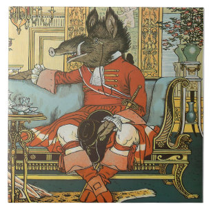 Carreau Walter Crane Beauty & Beast c1885 Repro Beast Tile