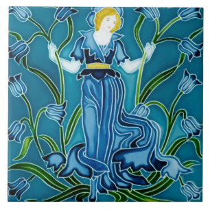 Carreau Walter Crane Bluebell Art Nouveau Flower Maiden