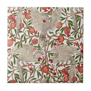 Carreau Walter Crane Cacatoès blanc Grenade rouge Art