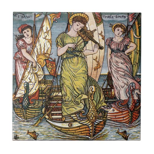 Carreau Walter Crane Ships, Dames gracieuses, Art Nouveau (Devant)