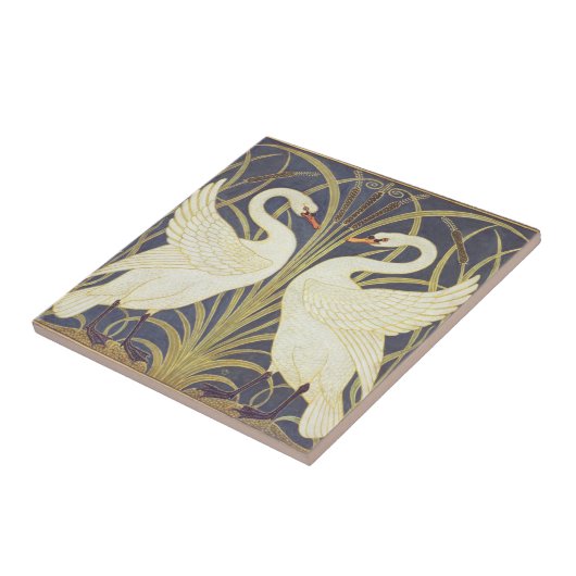 Carreau Walter Crane Swan, Rush Et Iris Art Nouveau (Côté)
