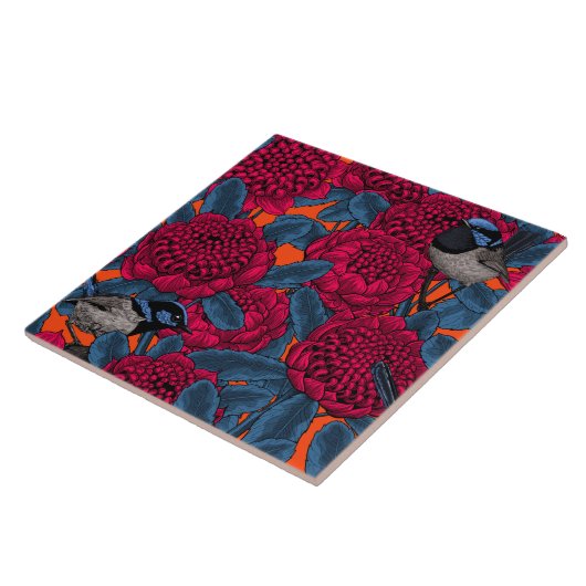 Carreau Waratah rouge et brunes (Côté)