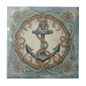 Carreau Watercolor Anchor, Rope & Compass Rose ID1203 (Devant)