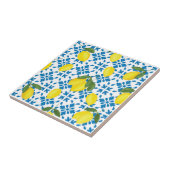 Carreau Watercolor Blue French Country Lemon Pattern Tile (Côté)