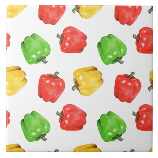 Carreau Watercolor Chilli Peppers Pattern  (Devant)