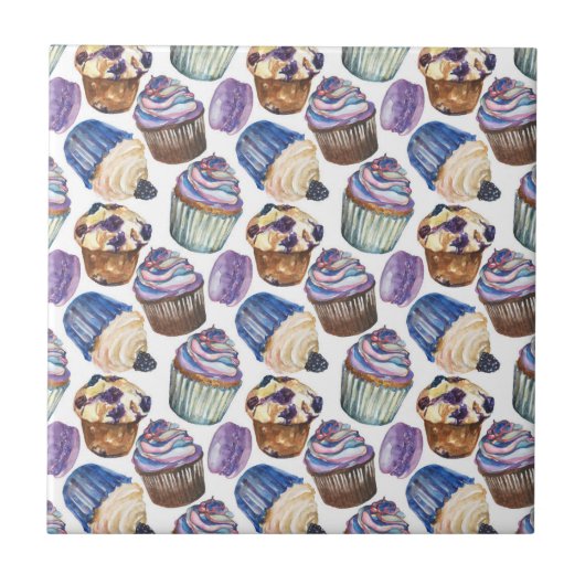 Carreau Watercolor cupcakes (Devant)