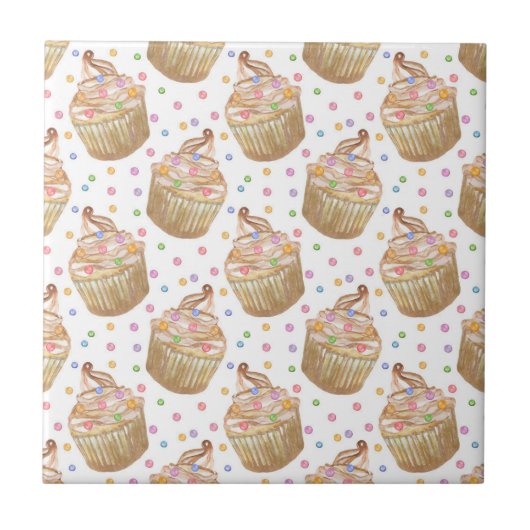 Carreau Watercolor cupcakes (Devant)