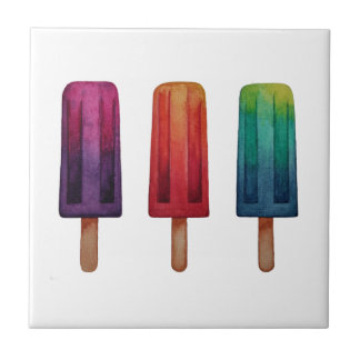 Carreau Watercolor Cute Popsicle Glaces Creams