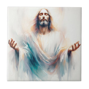 Carreau Watercolor Jesus with Open Arms – Inspiring Christ
