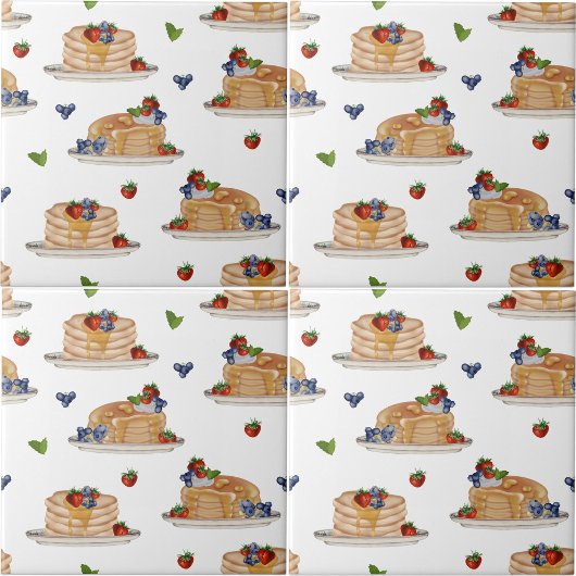 Carreau Watercolor Pancakes Berries Breakfast Brunch