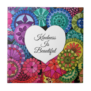 Carreau Watercolor Rainbow Mandala With Heart