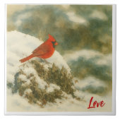 Carreau Watercolor Winter Cardinal (Devant)