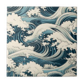 Carreau Wave Elegance: Hokusai-Inspired japanese art (Devant)