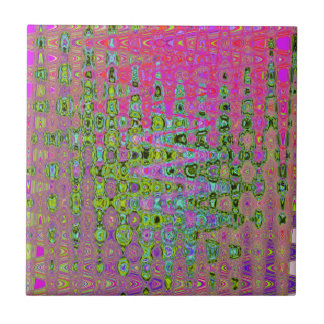 Carreau Wavy Abstract Green and Red Retro Mosaic Zigzags