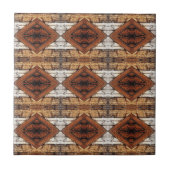 Carreau Weathered Wood Planks Diamond Pattern Mixed Media (Devant)