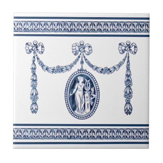 Carreau Wedgwood Neoclassique Muse Music Cameo Tile Repro (Devant)