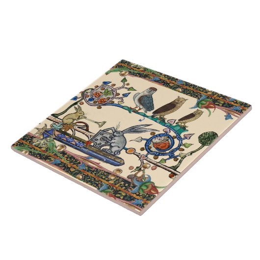 CARREAU WEIRD MÉDIÉVAL BESTIAIRE FABRIQUANT DE LA MUSIQUE  (Côté)