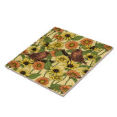 Carreau Wens et fleurs sur jaune pâle (Côté)