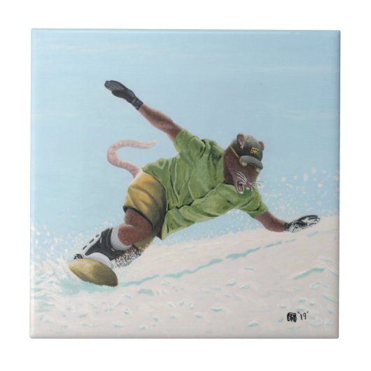 Carreau Wererat Snowboarder Imaginaire Art Carrelage en cé (Devant)