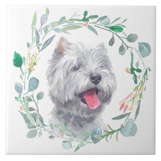 Carreau West Highland White Terrier Watercolor Wath (Devant)