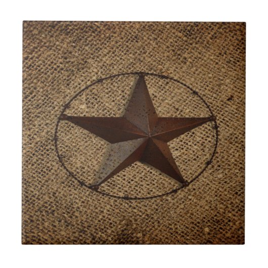 Carreau Western Country Rustic Burlap Primitif Texas Star (Devant)