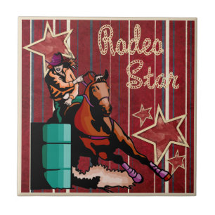 Carreau Western Cowgirls Barrel Racing Rodeo Star
