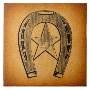 Carreau Western Horseshoe avec Star Antique Horse Shoe