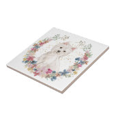 Carreau Westie Terrier Fleurs de printemps Wreath (Côté)