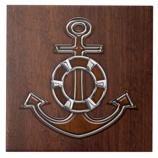 Carreau Wet Nautical Mahogany Anchor Steel Decor (Devant)