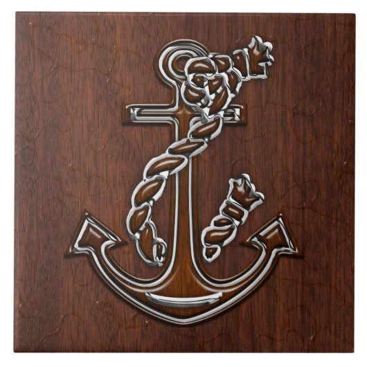 Carreau Wet Nautical Mahogany Anchor Steel Decor (Devant)