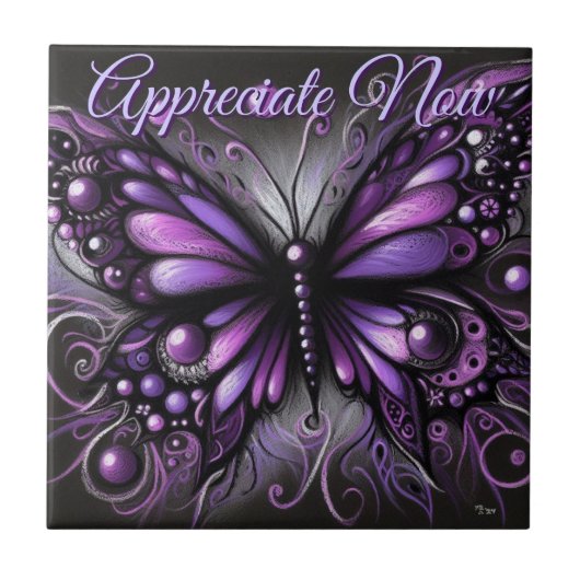 Carreau Whimsical Gothic Butterfly Purple Personalized (Devant)